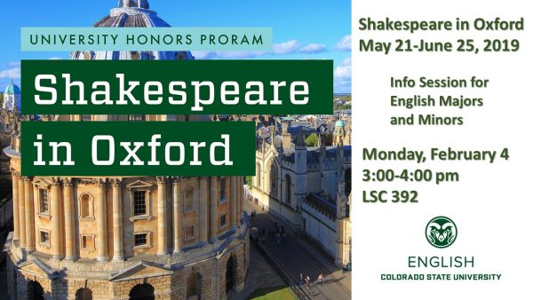 Shakespeare in Oxford info session announcement