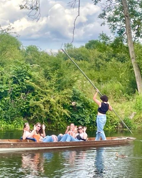 CSU students go punting on the River Cherwell. July 2023.
