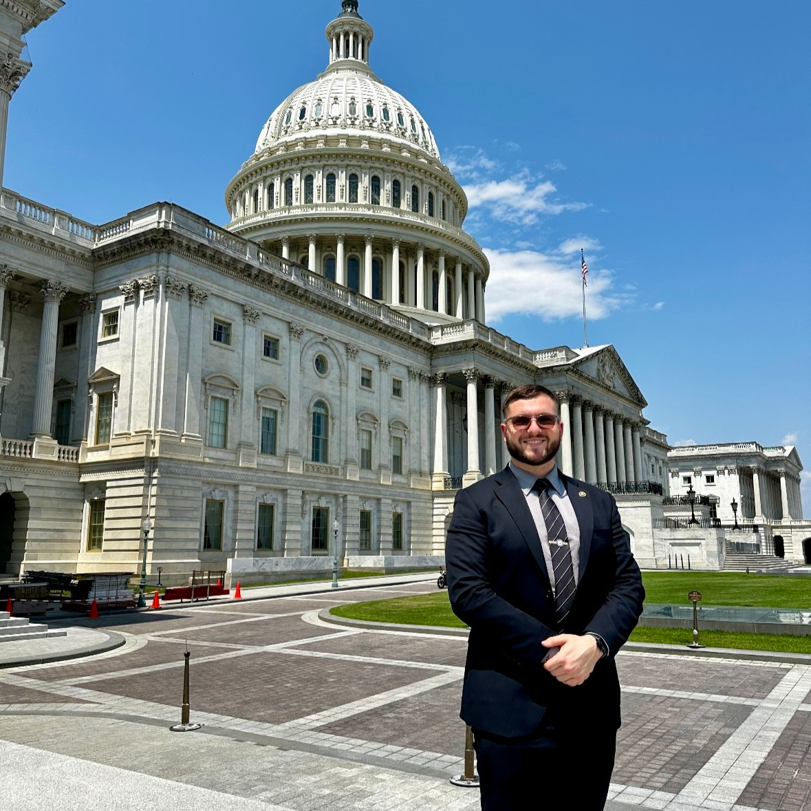 Justin Frigault outside the Capital Building in Washington, DC