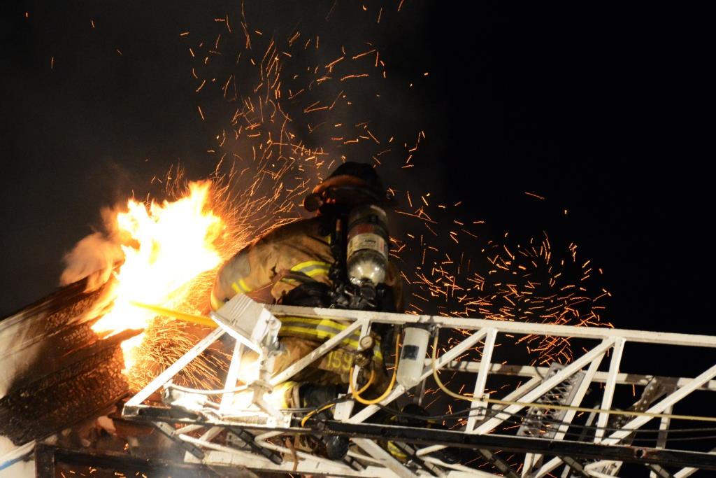 Tim Amidom fighting a fire