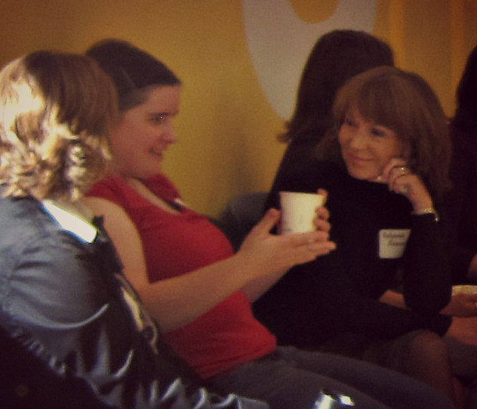 Rebecca Kennedy chats with fellow instructors Sharon Grindle and Laura Thomas at the Eddy Homecoming event that Rebecca helped organize the event with Associate Professor Pam Coke