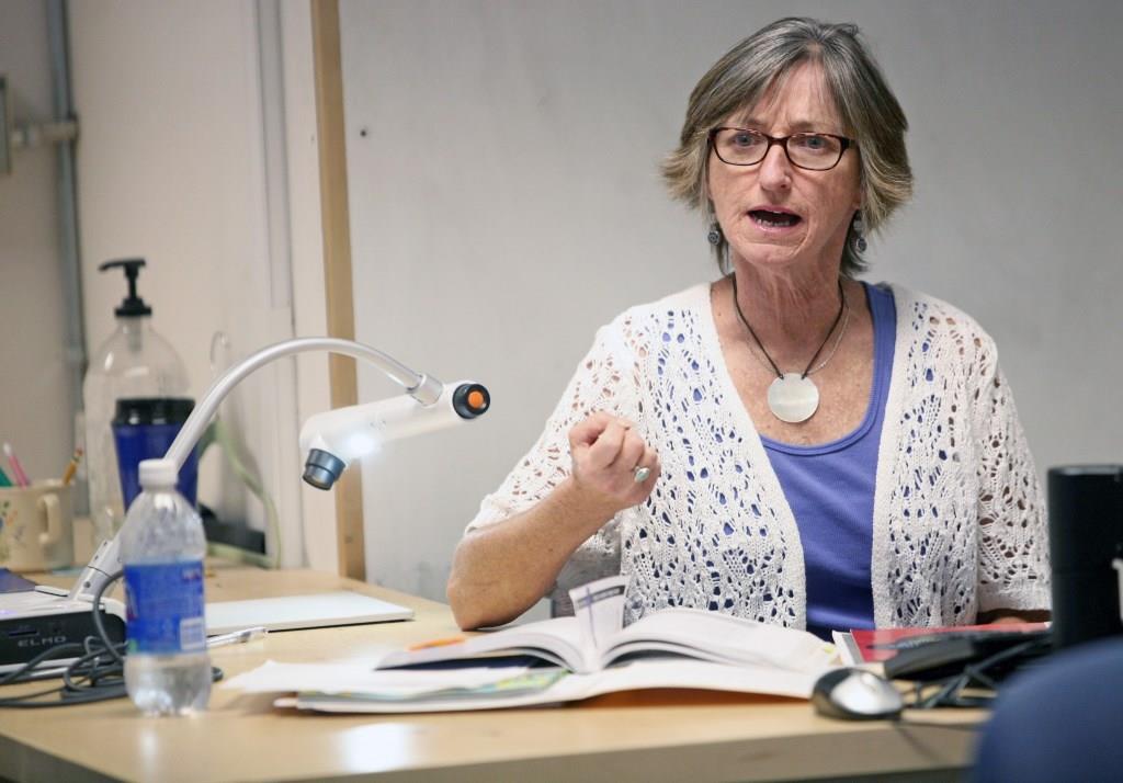 Bev teaching one of her Composition classes, Fall 2012