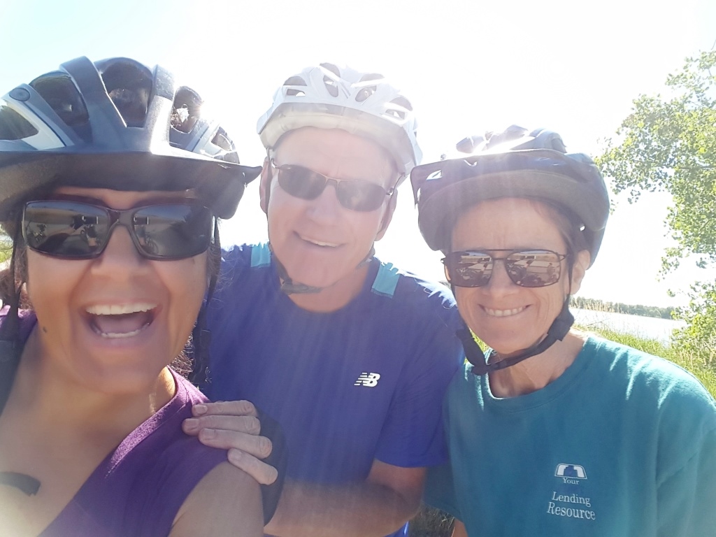 Lillian biking with her husband Joel and a good friend Janice