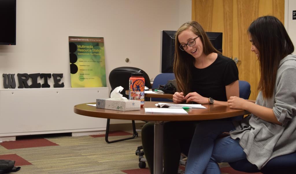 Writing Center consultant working with student
