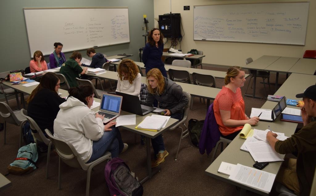 Teacher leading class