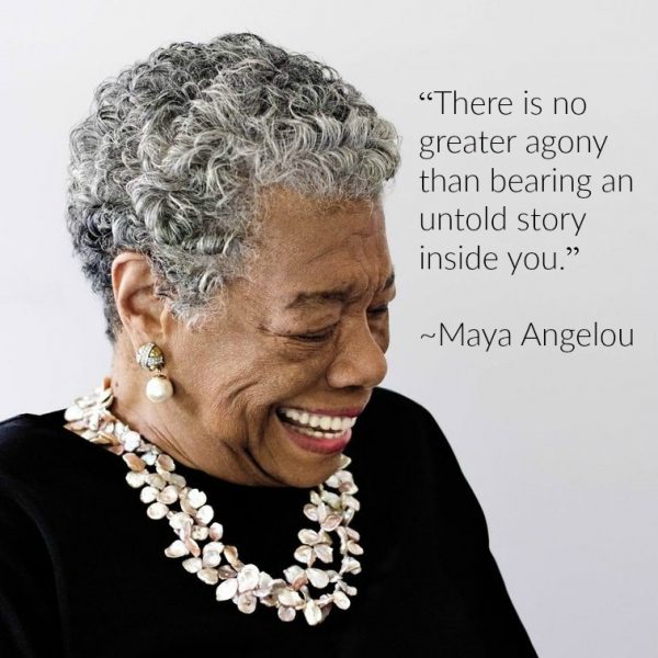 Portrait of Maya Angelou with quote