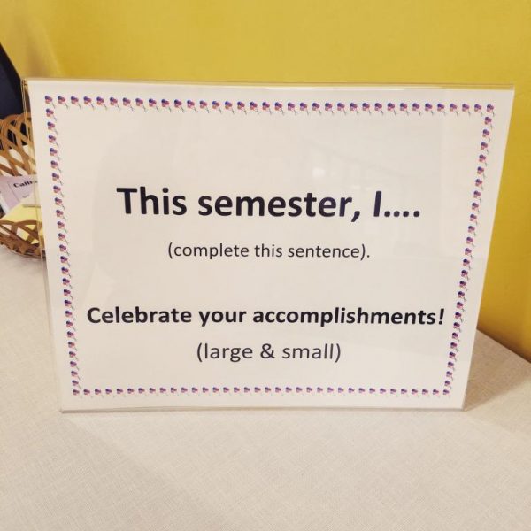 Sign inviting people to share their accomplishments