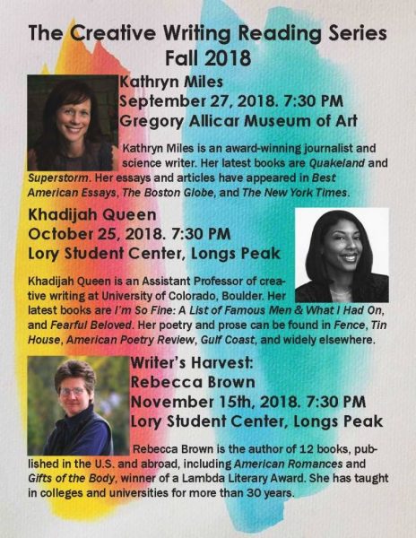 Creative Writing Reading Series Fall 2018 poster
