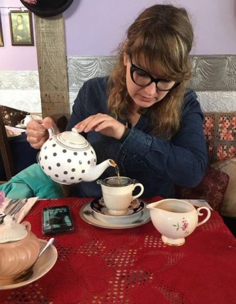 Alice Stopher pouring a cuppa