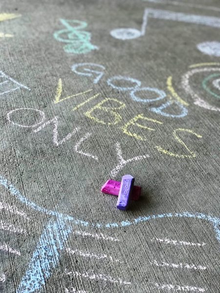 Good vibes only sidewalk chalk drawing