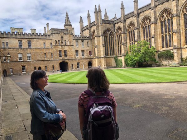 Natalia Sperry with Barbara Sebek at Oxford University courtyard