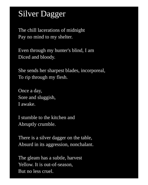 "Silver Dagger" a poem by Cayden Clark-Johnson in Yellow Planet